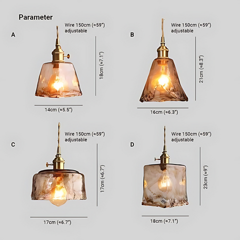 Retro Glass Pendant Light with Adjustable Hanging Height