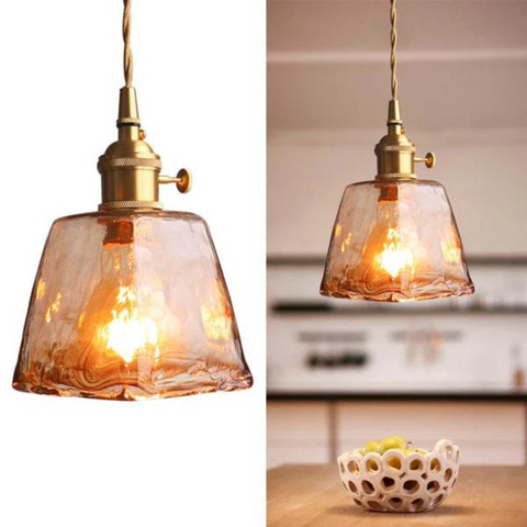 Retro Glass Pendant Light with Adjustable Hanging Height