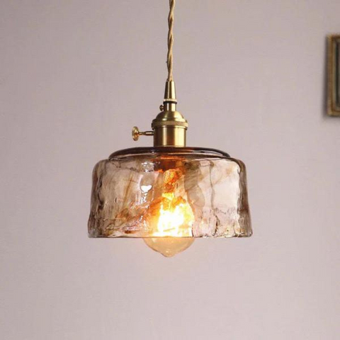 Retro Glass Pendant Light with Adjustable Hanging Height