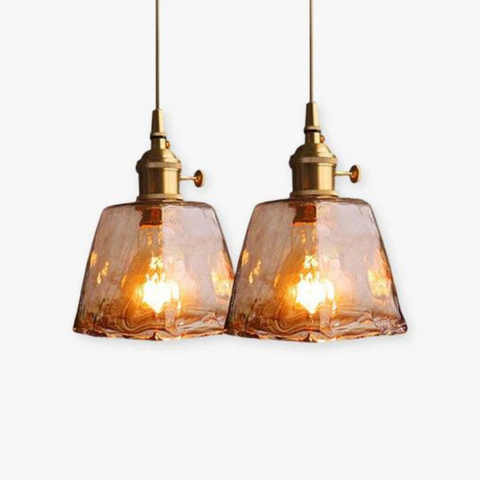 Retro Glass Pendant Light with Adjustable Hanging Height