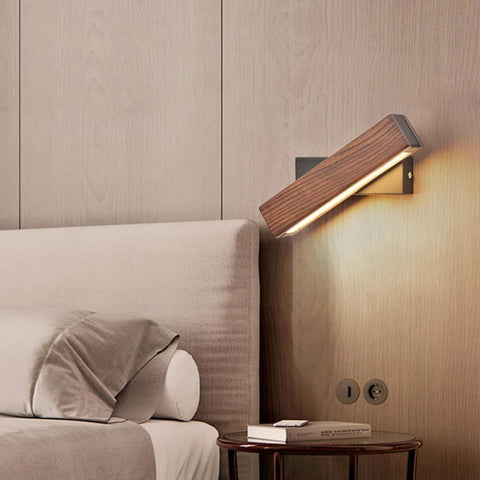 Rotatable Wooden LED Wall Lamp with Metal Mount and Adjustable Light Direction