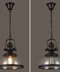 Industrial Glass Pendant Light with Metal Bowl Frame — product view