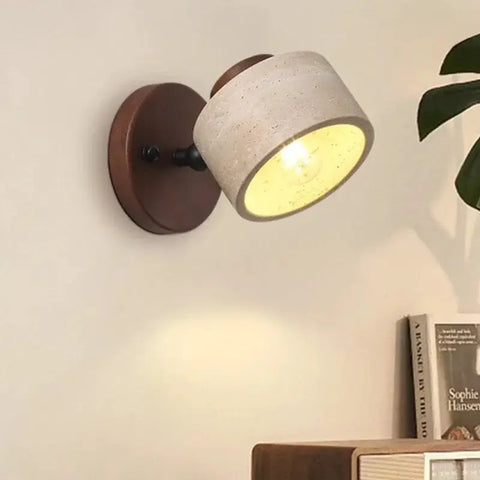 Rotatable Stone and Wood Wall Sconce for Reading — product view
