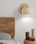 Rotatable Stone and Wood Wall Sconce for Reading — product view