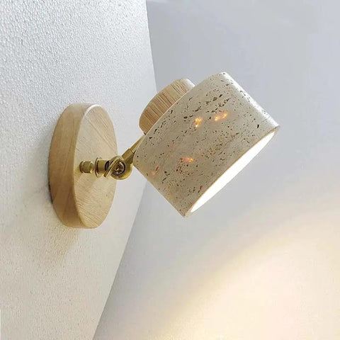 Rotatable Stone and Wood Wall Sconce for Reading — product view