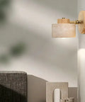 Rotatable Stone and Wood Wall Sconce for Reading — product view