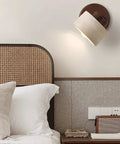Rotatable Stone and Wood Wall Sconce for Reading — product view