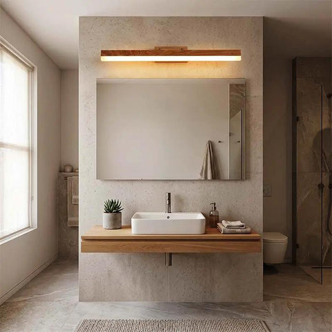 Rotatable Wood-Effect LED Vanity Light for Mirrors — product view