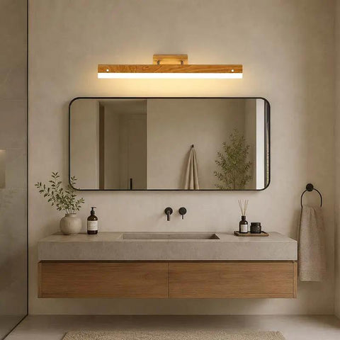 Rotatable Wood-Effect LED Vanity Light for Mirrors — product view
