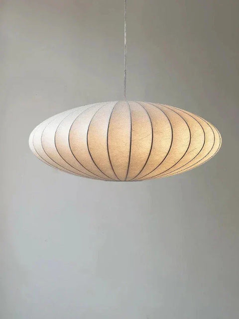 Pleated Fabric Pendant Ceiling Light with Wide Rounded Shade for Modern Interiors