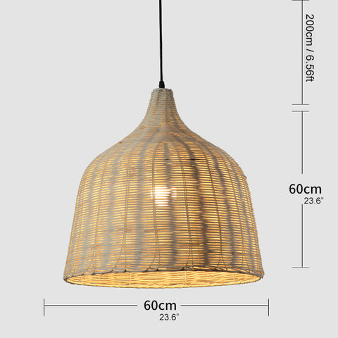 Tapered Rattan Basket Pendant Light