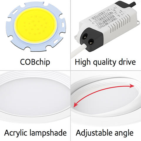 Adjustable COB LED Recessed Downlight with Single or Twin Heads