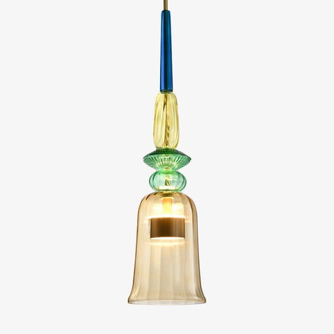 Decorative Glass Pendant Light with Sculptural Shade and Adjustable Hanging Cable