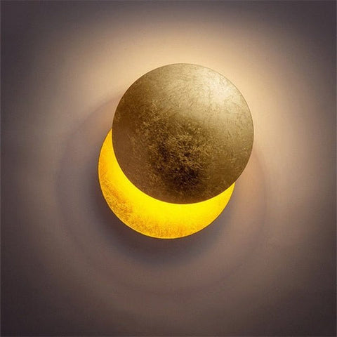 Moon Eclipse Resin Wall Lamp with Warm LED Glow and Modern Round Design