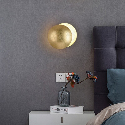 Moon Eclipse Resin Wall Lamp with Warm LED Glow and Modern Round Design