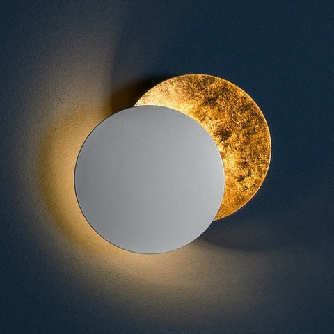 Moon Eclipse Resin Wall Lamp with Warm LED Glow and Modern Round Design