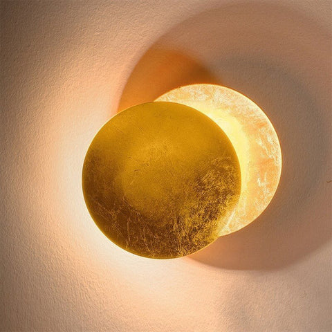 Moon Eclipse Resin Wall Lamp with Warm LED Glow and Modern Round Design