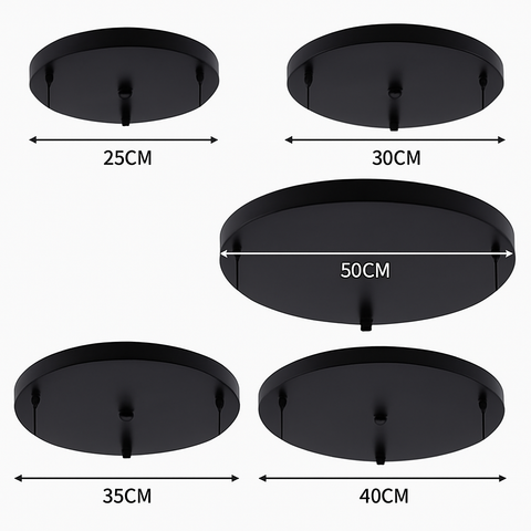 Round Multi-Port Ceiling Canopy for Custom Pendant Light Clusters