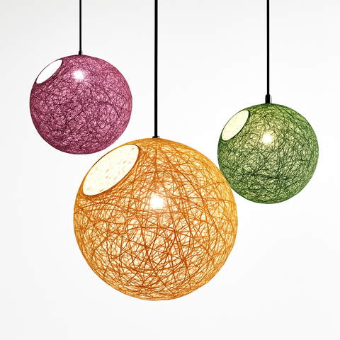 Woven Paper Globe Pendant Light for Bedroom and Dining Room Decor