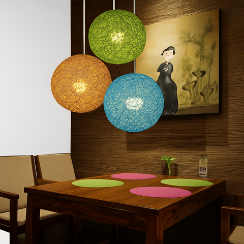 Woven Paper Globe Pendant Light for Bedroom and Dining Room Decor