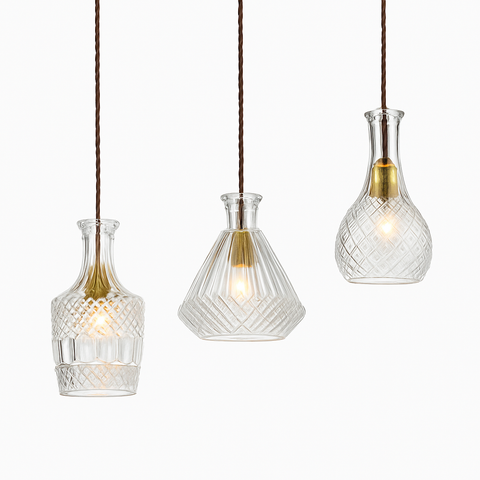 Textured Bottle Glass Pendant Light for Kitchen and Dining Areas