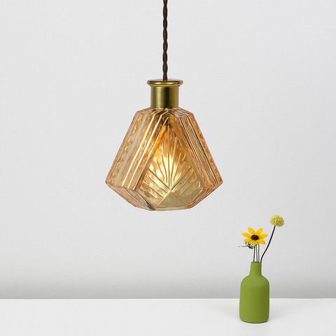 Textured Bottle Glass Pendant Light for Kitchen and Dining Areas
