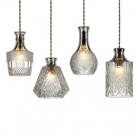 Textured Bottle Glass Pendant Light for Kitchen and Dining Areas