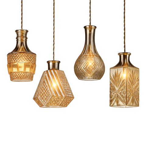 Textured Bottle Glass Pendant Light for Kitchen and Dining Areas