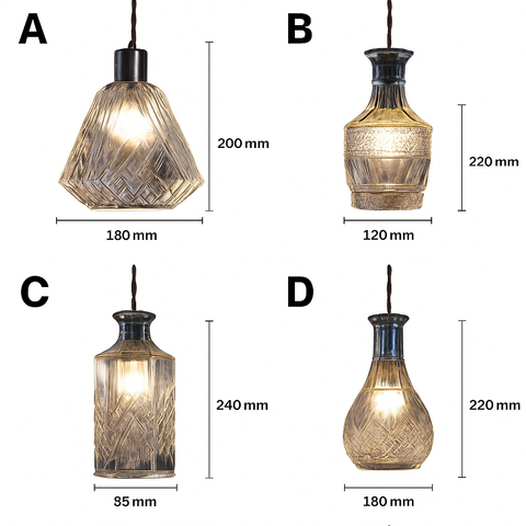 Textured Bottle Glass Pendant Light for Kitchen and Dining Areas