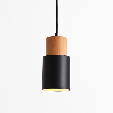 Wood and Metal Cylinder Pendant Light for Bedside and Kitchen Lighting
