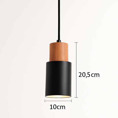 Wood and Metal Cylinder Pendant Light for Bedside and Kitchen Lighting