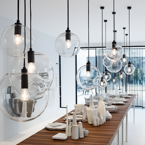 Glass Globe Pendant Light for Dining Room and Kitchen Island Lighting