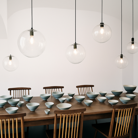 Glass Globe Pendant Light for Dining Room and Kitchen Island Lighting