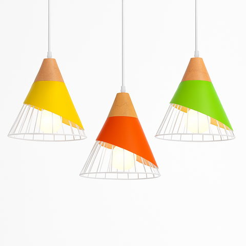Wood and Wire Cage Pendant Light for Kitchen and Dining Lighting