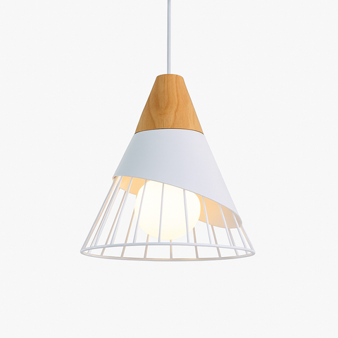 Wood and Wire Cage Pendant Light for Kitchen and Dining Lighting