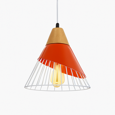 Wood and Wire Cage Pendant Light for Kitchen and Dining Lighting