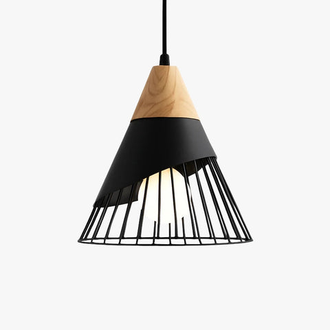 Wood and Wire Cage Pendant Light for Kitchen and Dining Lighting
