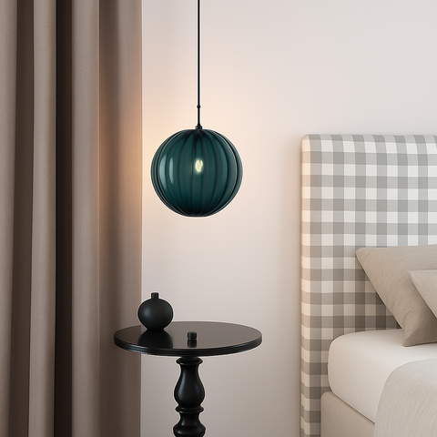 Ribbed Glass Globe Pendant Light for Modern Decorative Illumination
