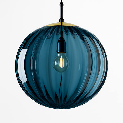 Ribbed Glass Globe Pendant Light for Modern Decorative Illumination