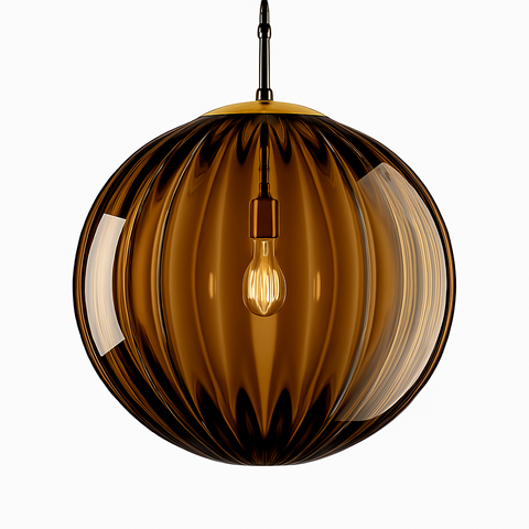 Ribbed Glass Globe Pendant Light for Modern Decorative Illumination