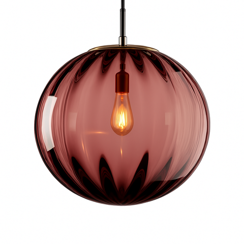 Ribbed Glass Globe Pendant Light for Modern Decorative Illumination