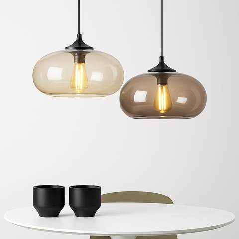 Oval Glass Pendant Light for Kitchen Island and Dining Table for Home