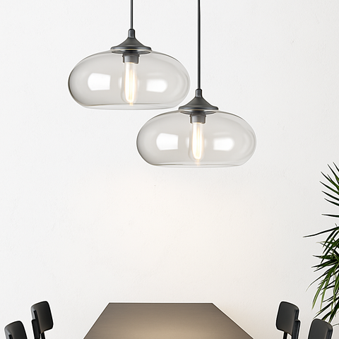 Oval Glass Pendant Light for Kitchen Island and Dining Table for Home