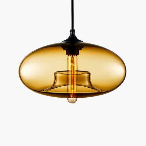 Oval Glass Pendant Light for Kitchen Island and Dining Table for Home