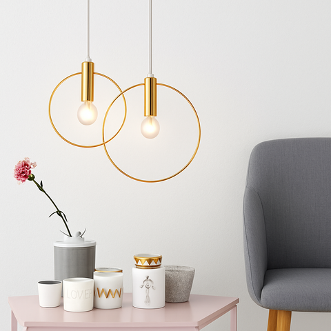 Round LED Pendant Light for Dining Table and Bedside Lighting for Home