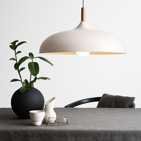 Wood and Aluminum Pendant Light for Kitchen and Dining Lighting