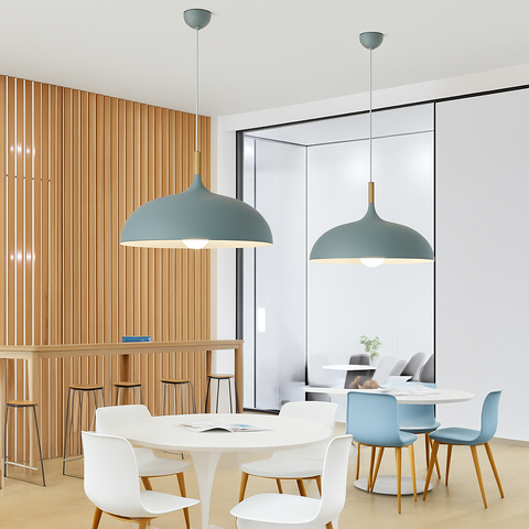 Wood and Aluminum Pendant Light for Kitchen and Dining Lighting