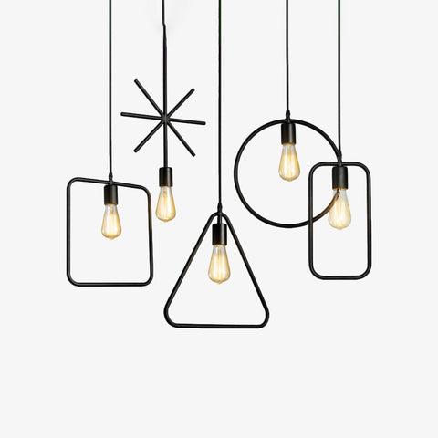 Geometric Metal Pendant Light with Open Frames for Dining Areas