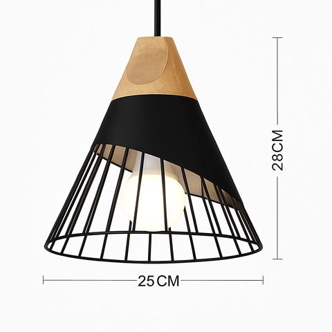 Wood and Metal Pendant Light for Kitchen Island and Bedroom Lighting