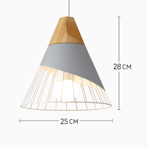 Wood and Metal Pendant Light for Kitchen Island and Bedroom Lighting